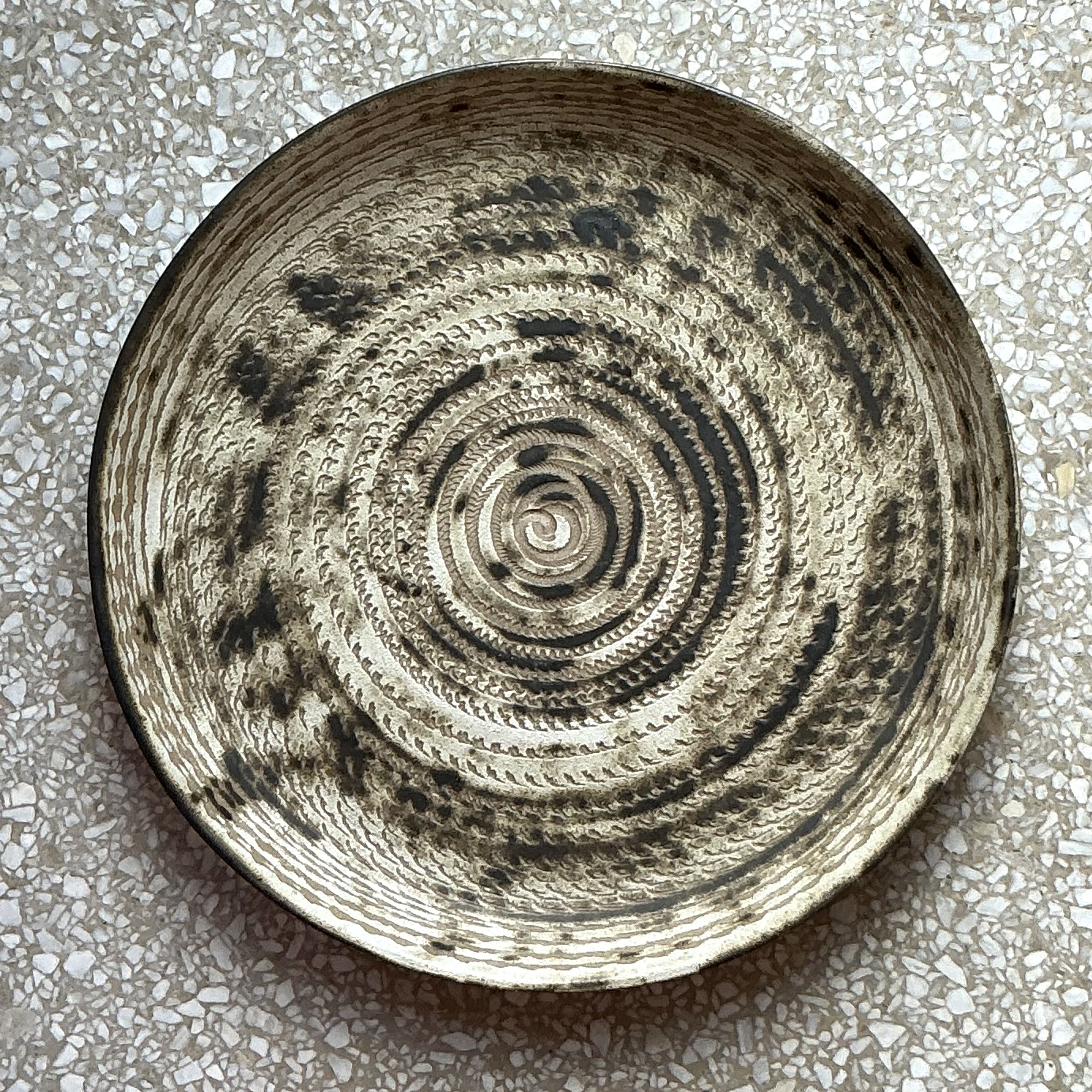 Vintage MCM Martz Studio Pottery Plate - Top view