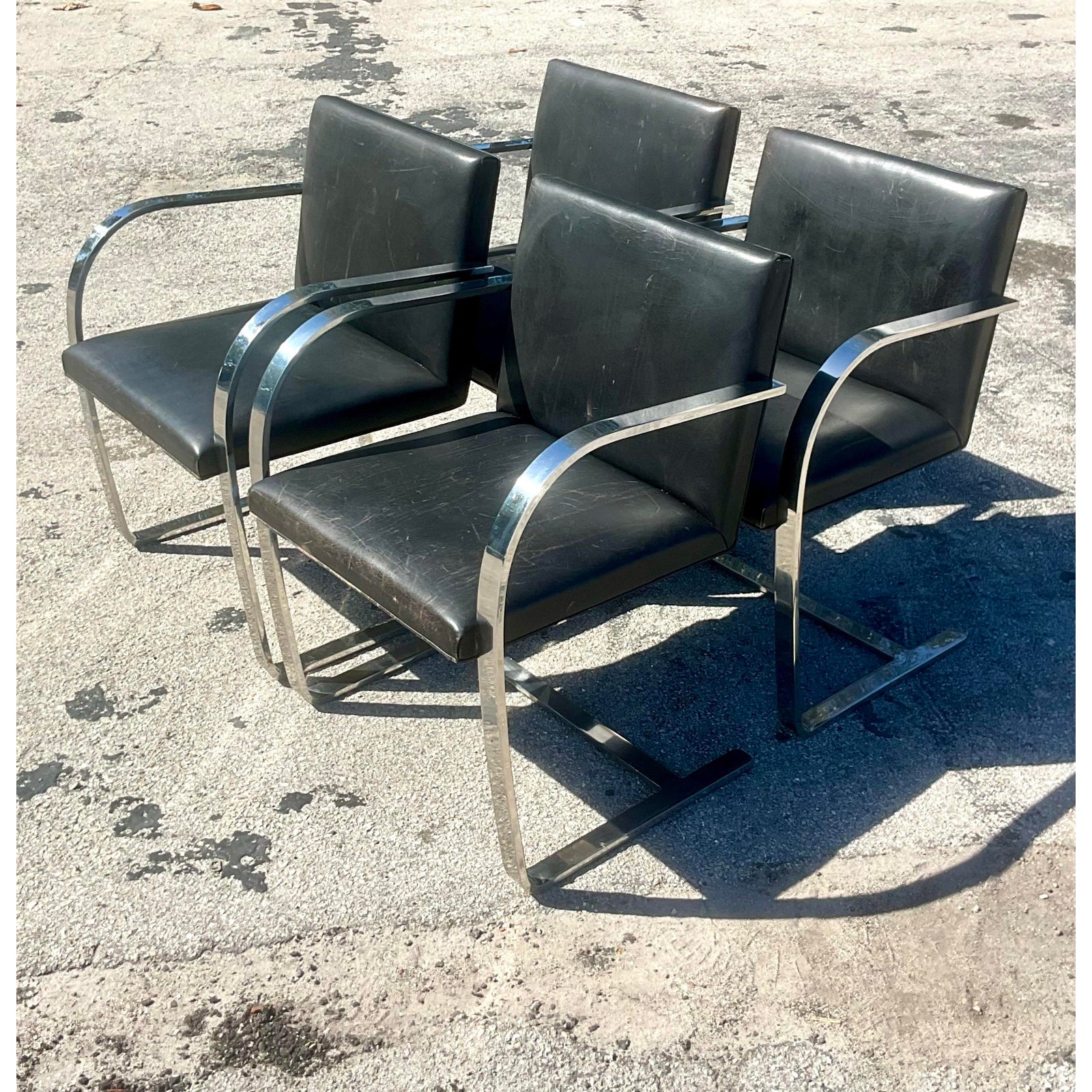 Vintage MCM Mies van der Rohe for Knoll Brno Chairs - Set of 4 - Side view