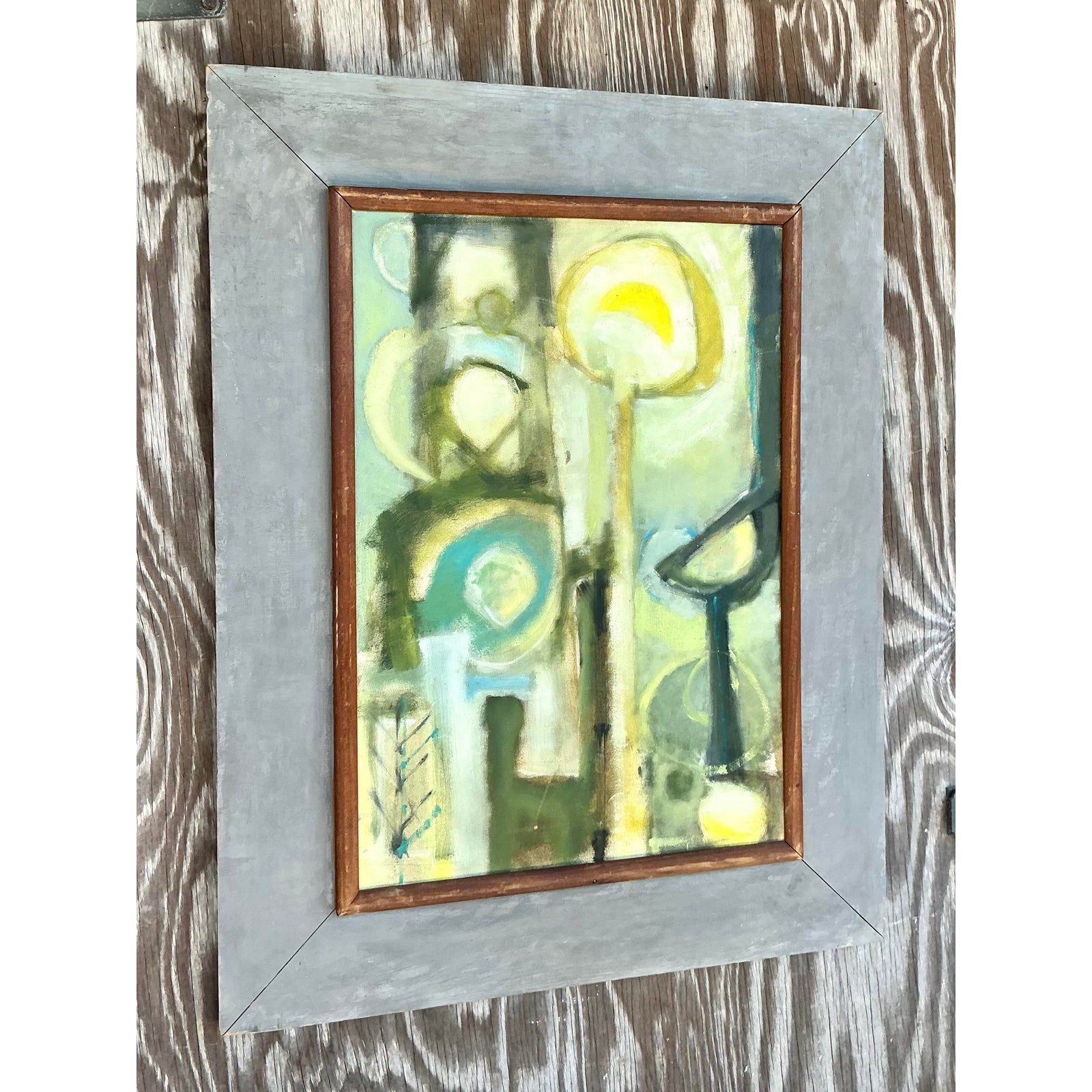 Vintage McM Original Abstract Oil on Canvas Painting, Framed - Detail view