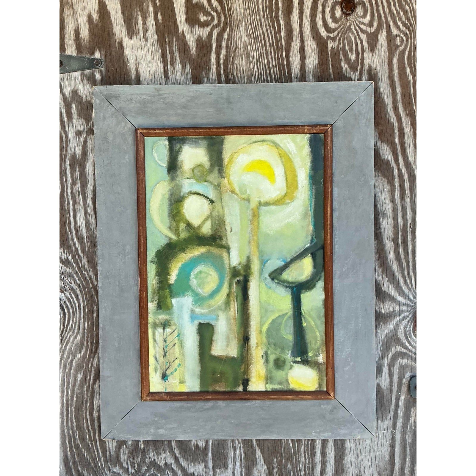 Vintage McM Original Abstract Oil on Canvas Painting, Framed - Side view