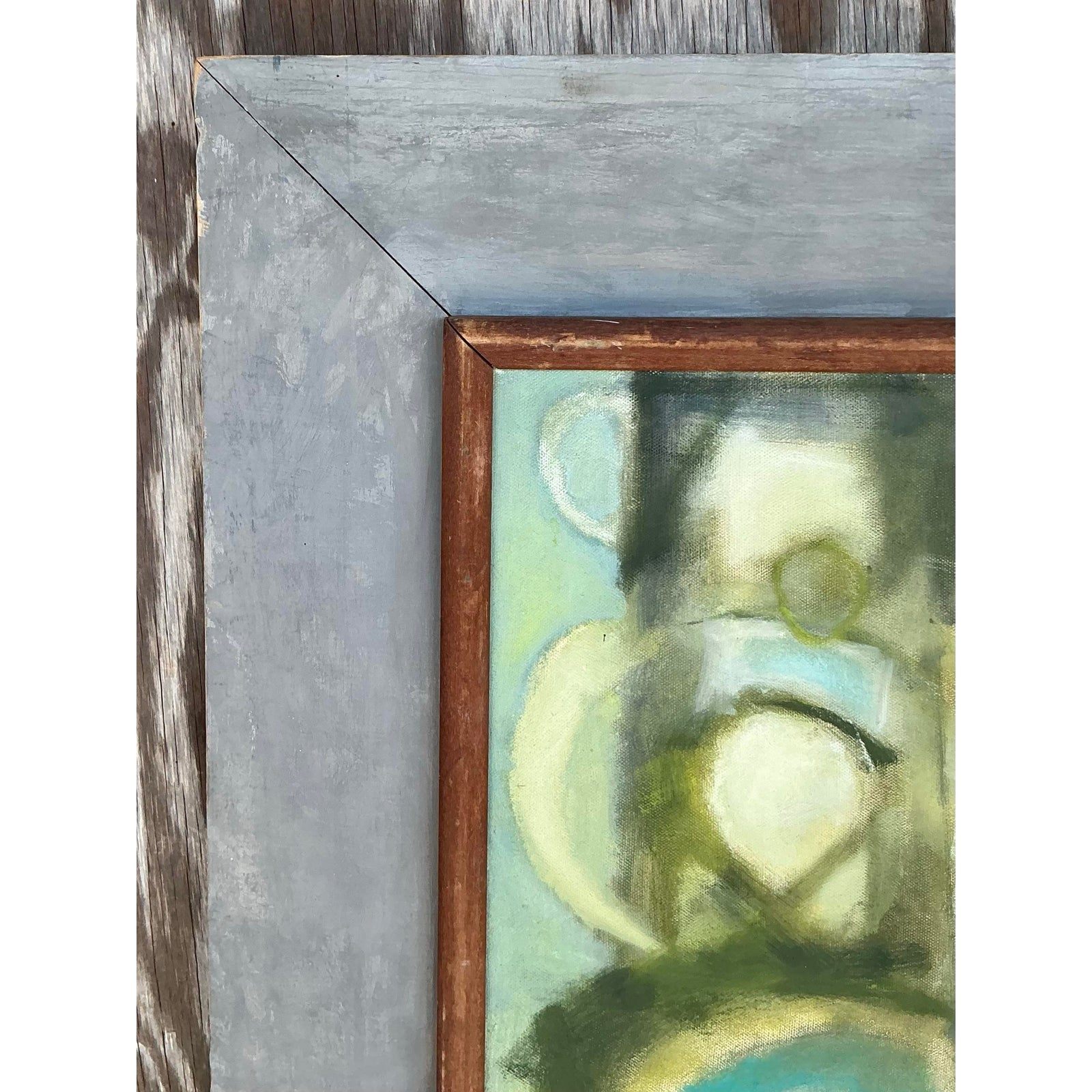 Vintage McM Original Abstract Oil on Canvas Painting, Framed - Back view