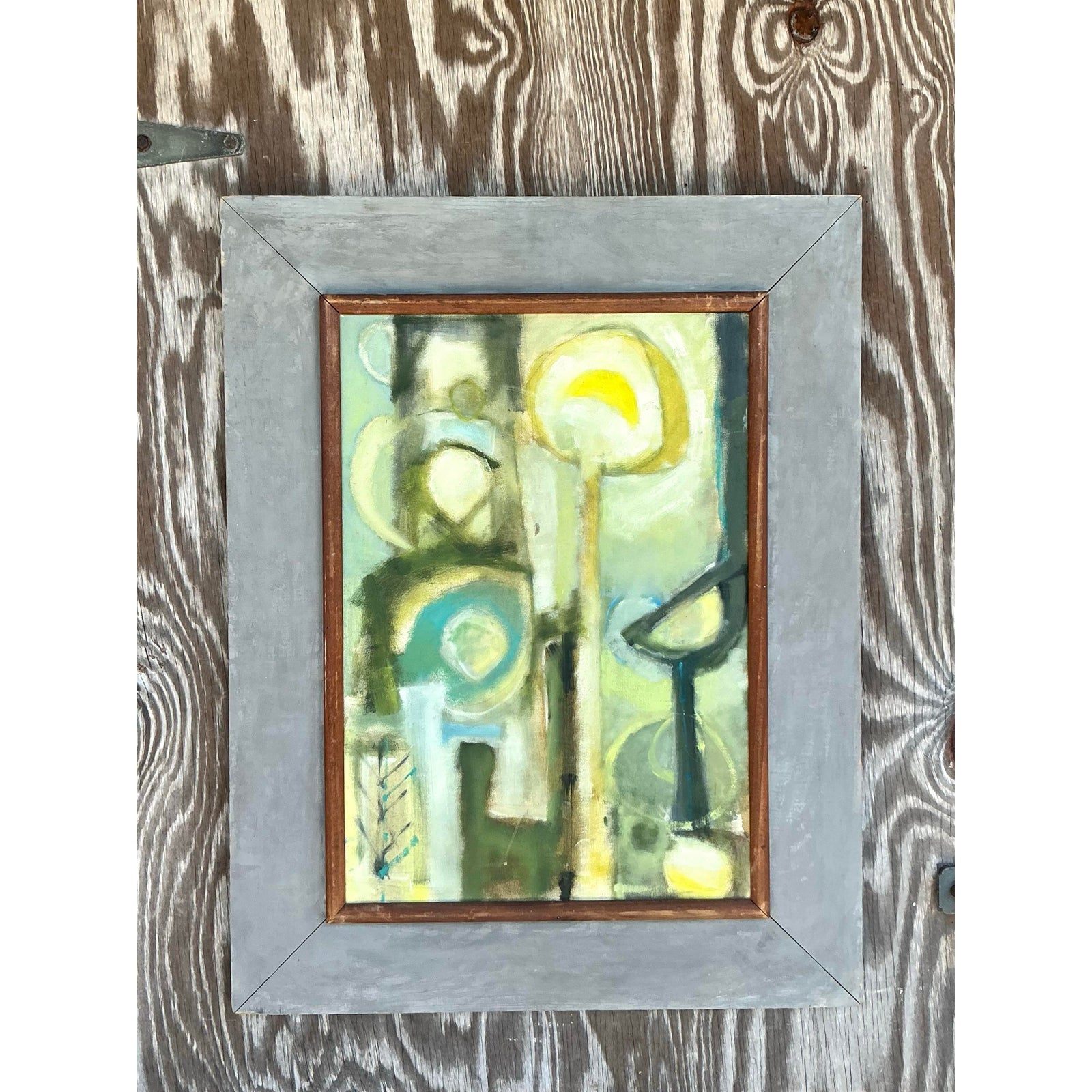 Vintage McM Original Abstract Oil on Canvas Painting, Framed - Top view