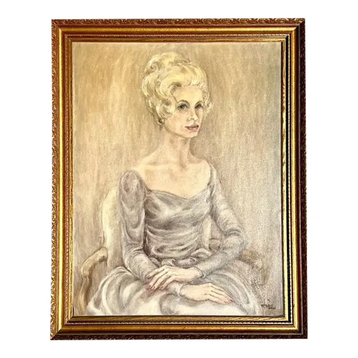 Vintage MCM Original Oil Portrait of Woman