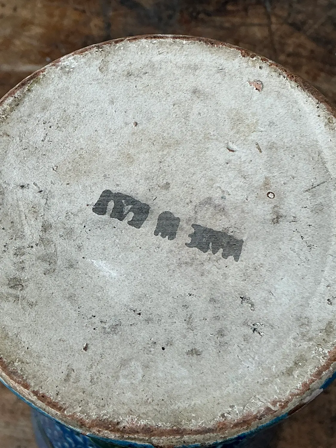 Vintage MCM Original Studio Pottery Engraved Vase - Top view