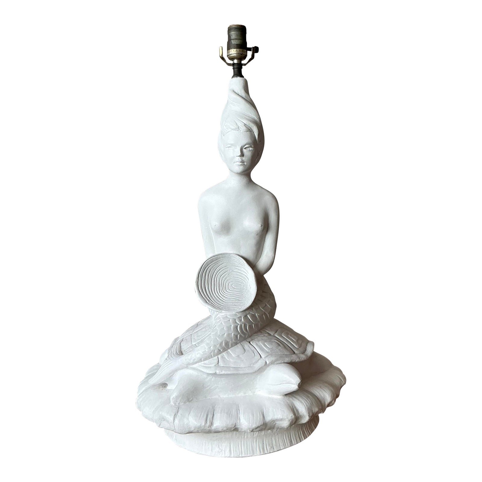 Vintage MCM Plaster Mermaid Lamp