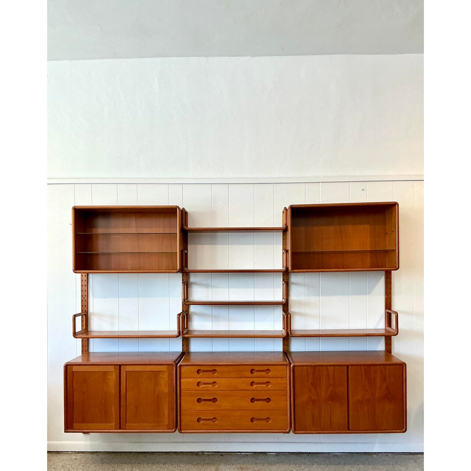 Vintage MCM Poul Cadovius 3 Bay Teak Wall System - Side view