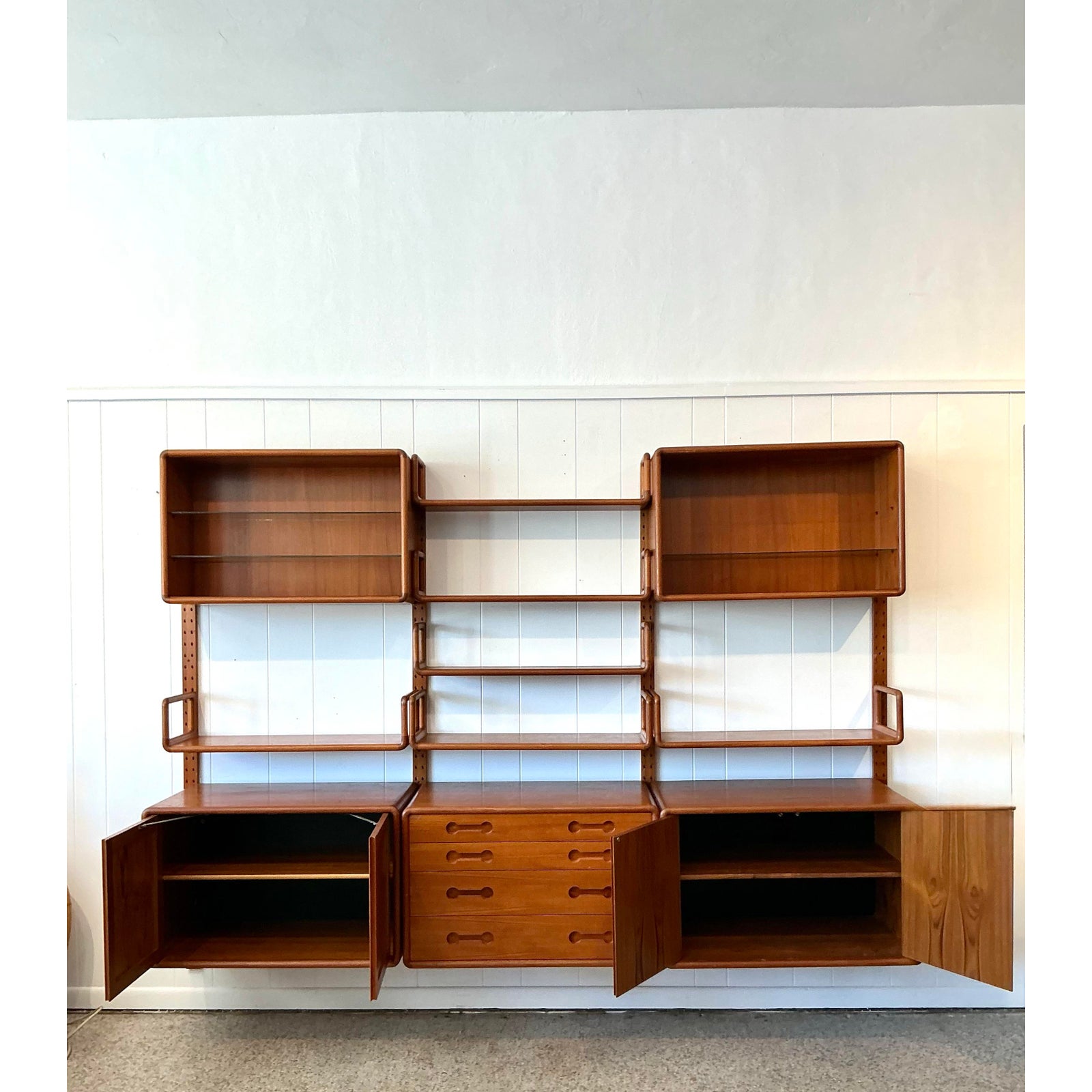 Vintage MCM Poul Cadovius 3 Bay Teak Wall System - Top view