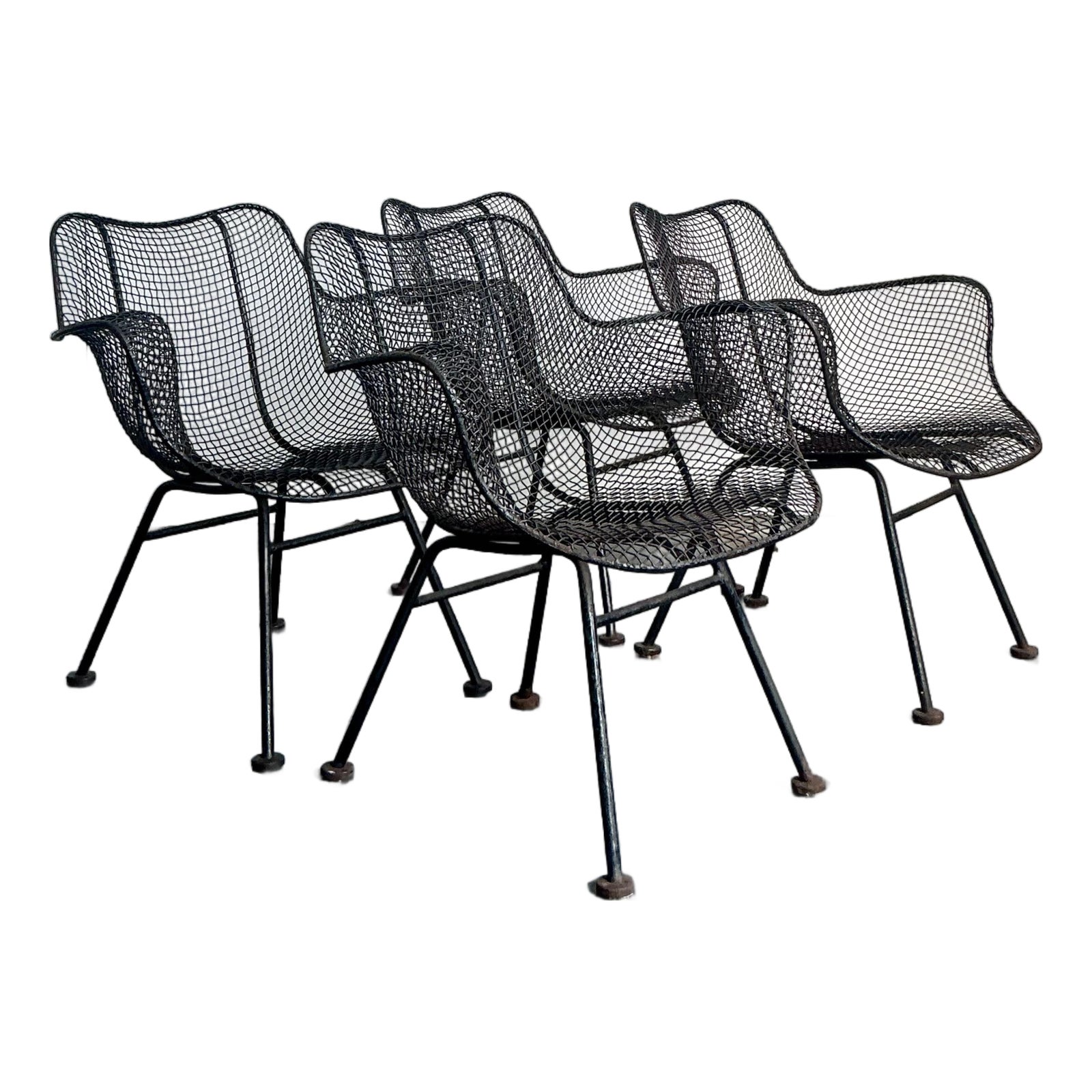 Vintage MCM Russell Woodard “Sculptura” Wrought Iron Dining Chairs - Set of 4