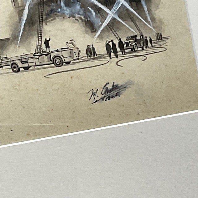 Vintage MCM Sci-Fi Signed Original Ink Sketch of Man’s Face - Back view