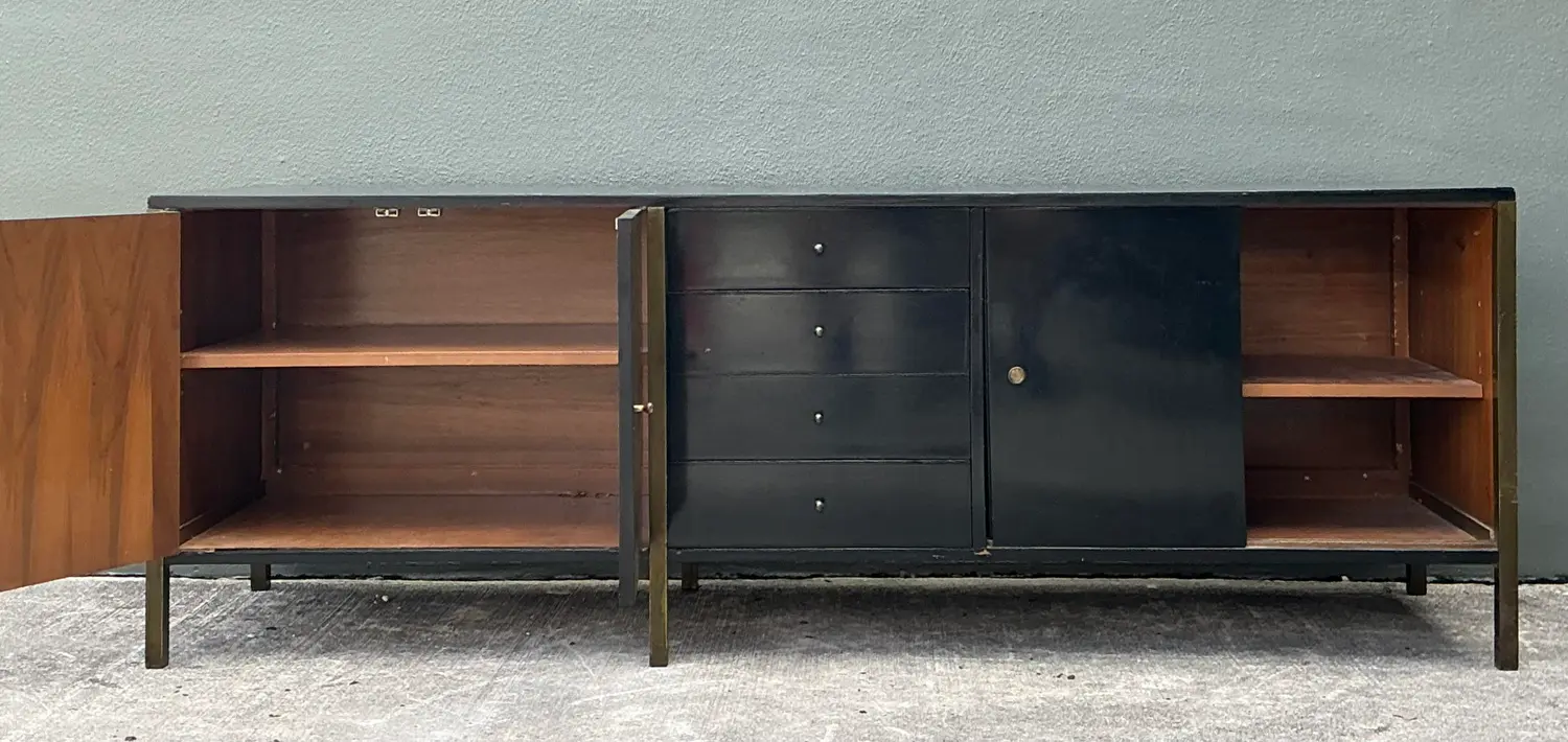 Vintage MCM Sliding Door Credenza After Paul McCobb - Side view