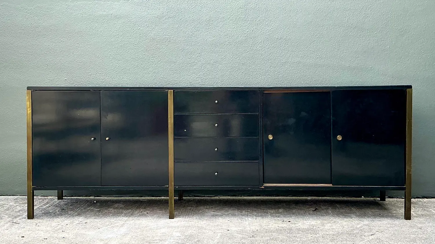 Vintage MCM Sliding Door Credenza After Paul McCobb - Back view