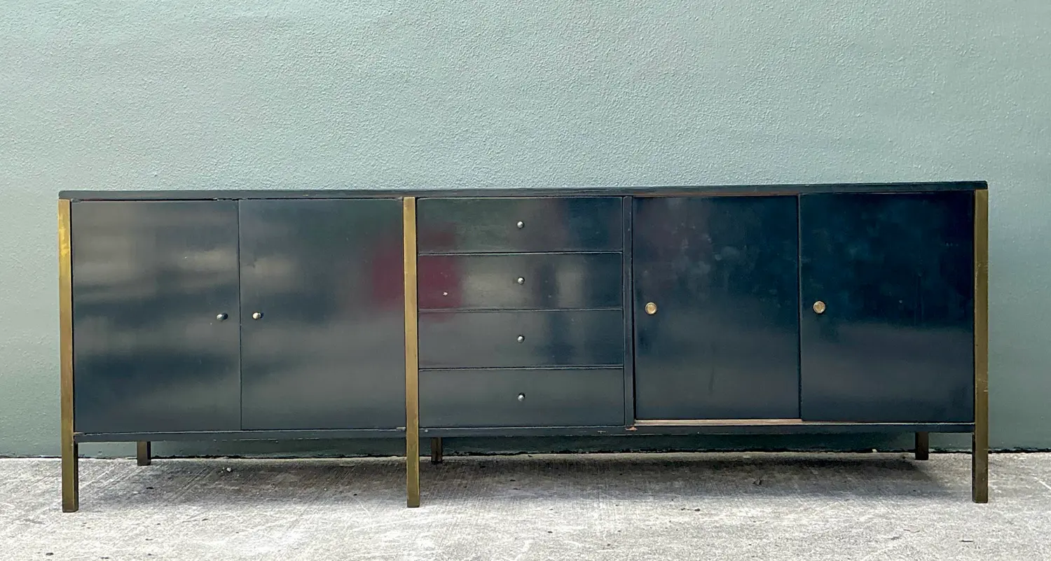 Vintage MCM Sliding Door Credenza After Paul McCobb - Top view