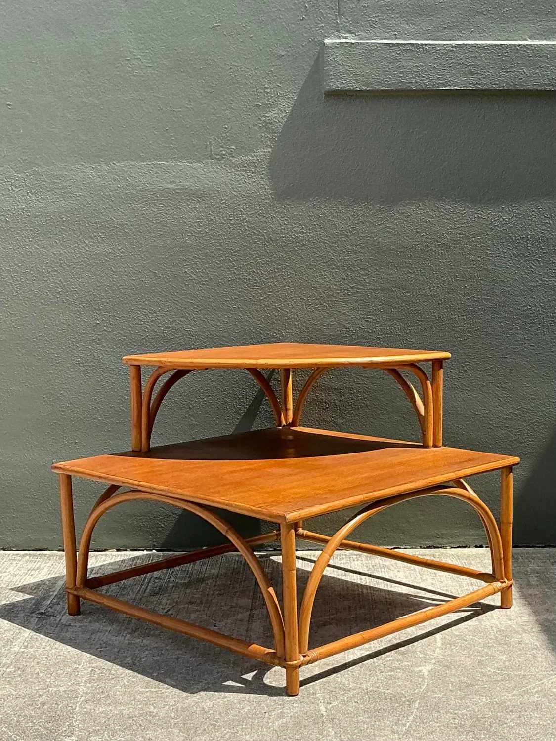 Vintage MCM Stacked Corner Table - Top view