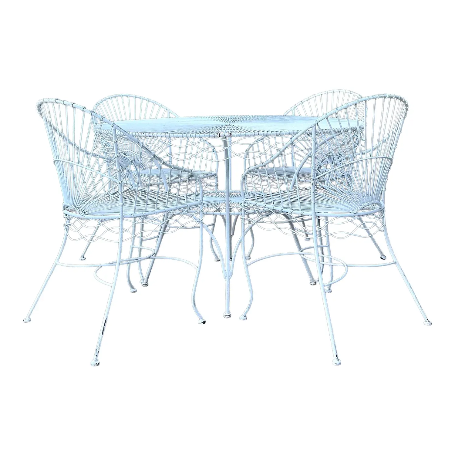 Vintage MCM Twisted Wrought Iron Dining Set of 5
