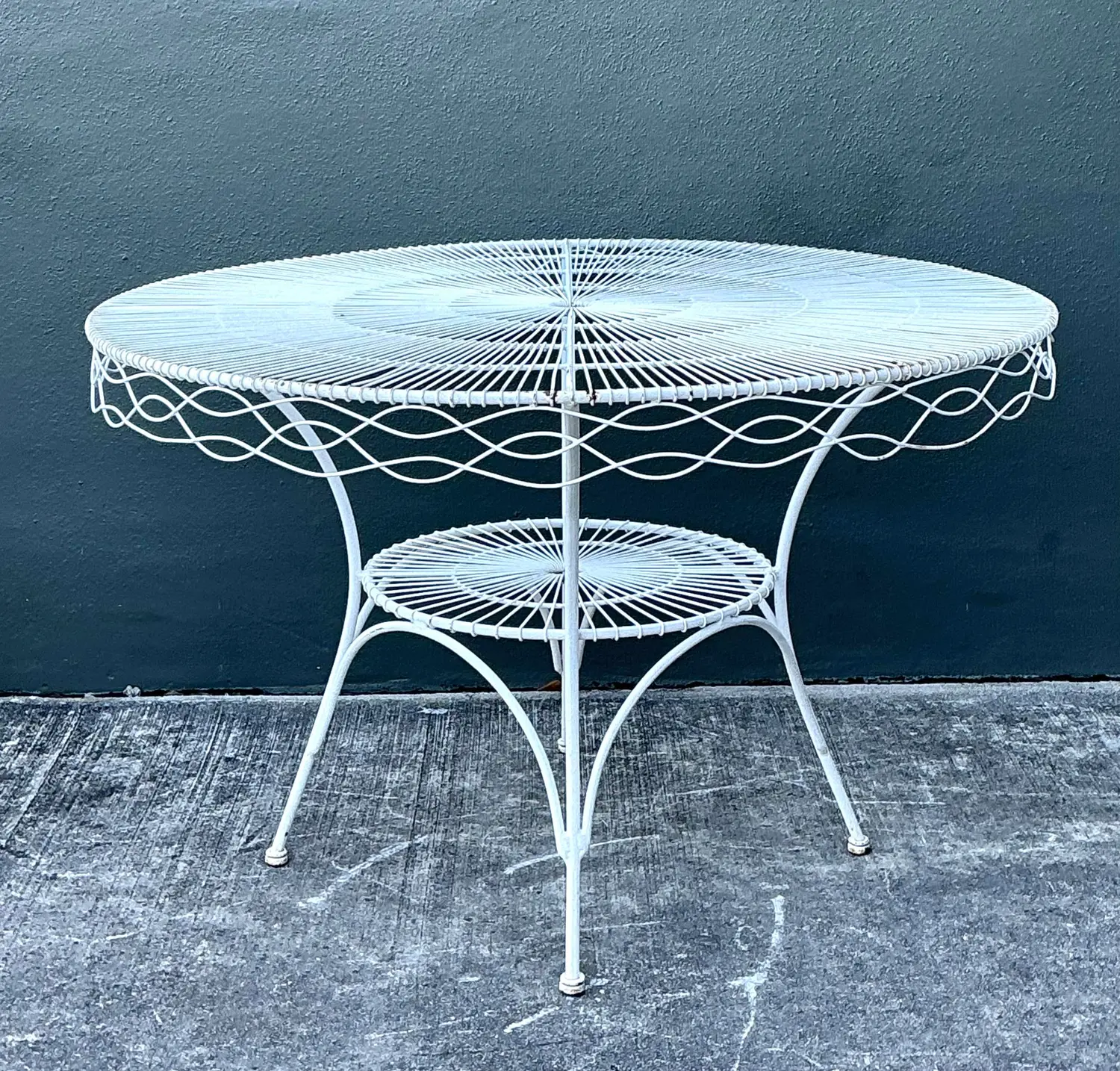 Vintage MCM Twisted Wrought Iron Dining Set of 5 - Side view