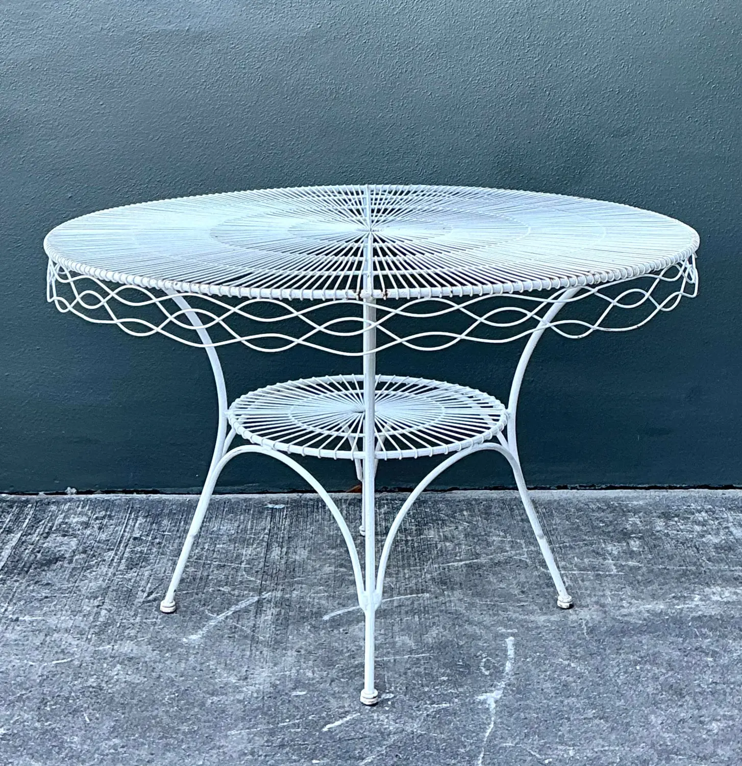 Vintage MCM Twisted Wrought Iron Dining Set of 5 - Top view