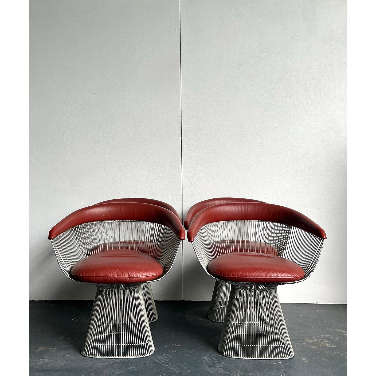 Vintage MCM Warren Platner for Knoll Chrome Dining Chairs - Set of 4 - Top view