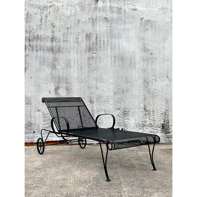 Vintage MCM Wrought Iron Chaise Lounge After Russell Woodard - Detail view