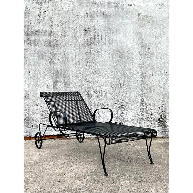 Vintage MCM Wrought Iron Chaise Lounge After Russell Woodard - Top view