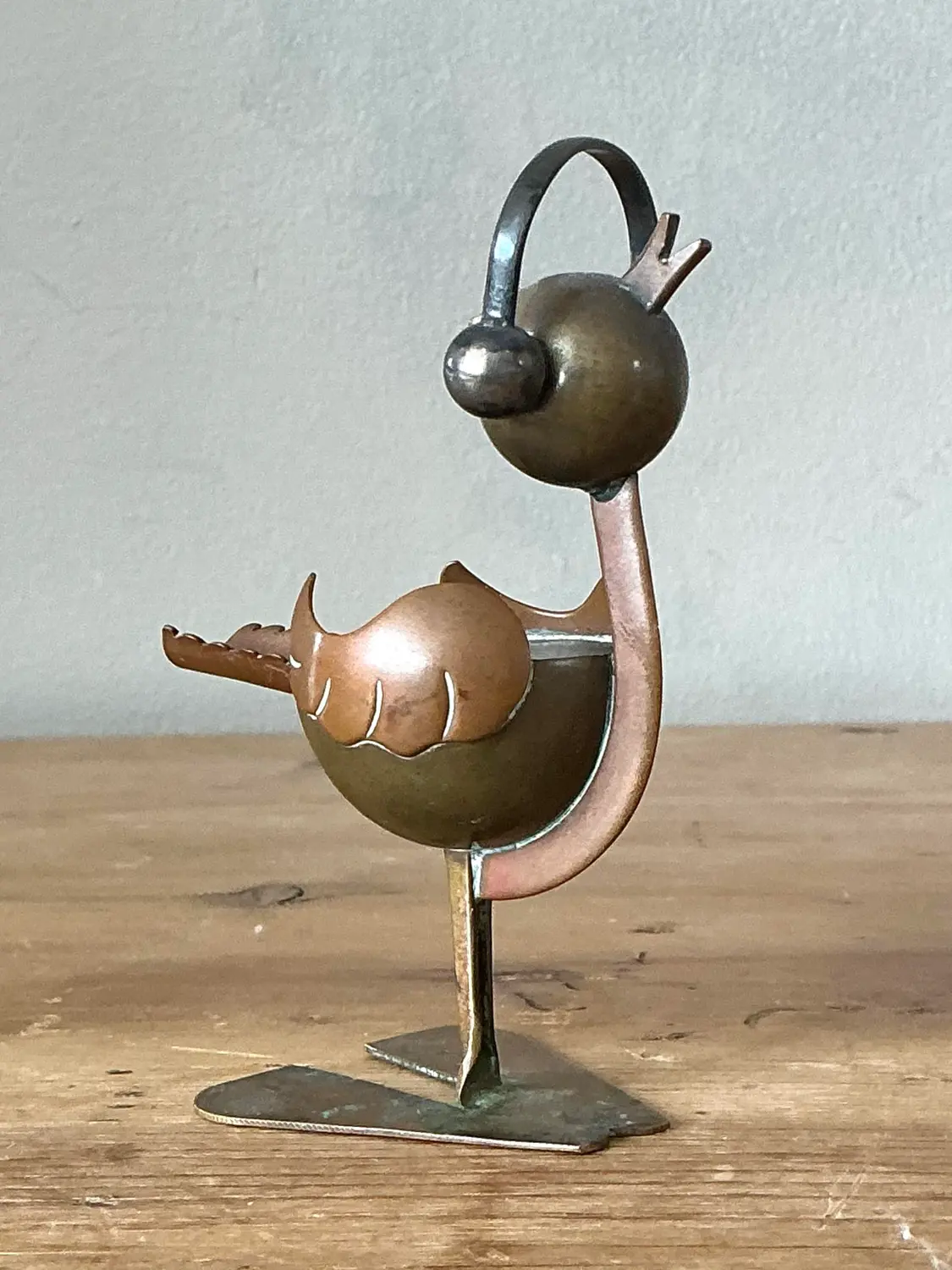 Vintage Mexican Brass and Copper Ashtray - Top view