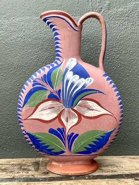 Vintage Mexican Hand Painted Pitcher - Detail view