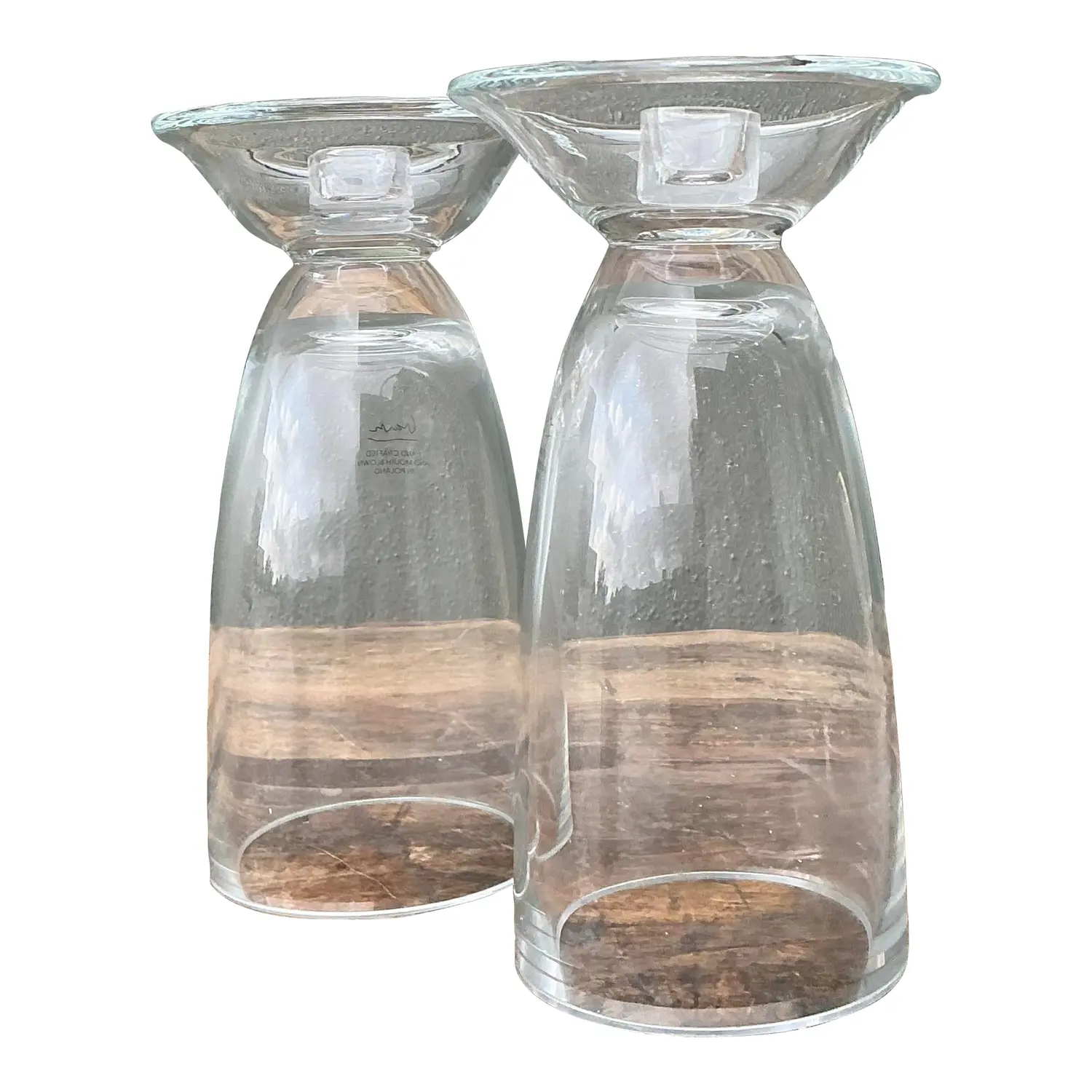 Vintage Michael Graves Glass Candlesticks - A Pair