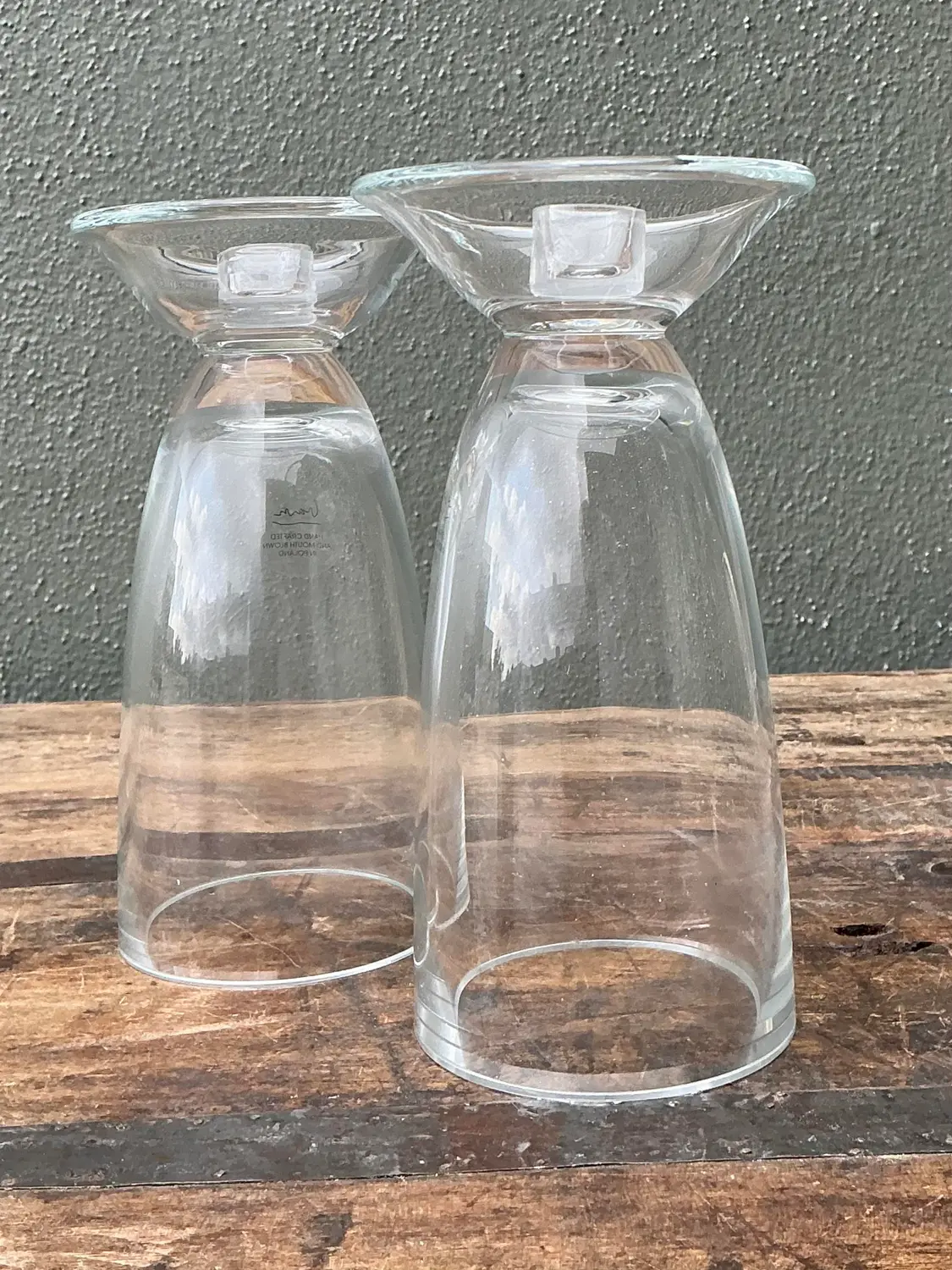 Vintage Michael Graves Glass Candlesticks - A Pair - Top view