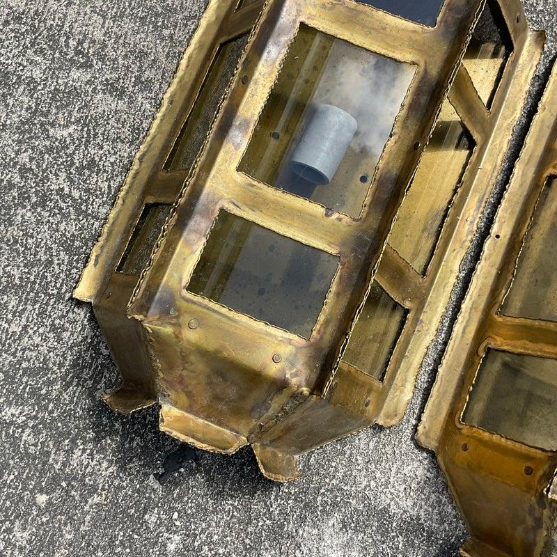 Vintage Mid 20th Century Brutalist Wall Sconces- a Pair - Top view