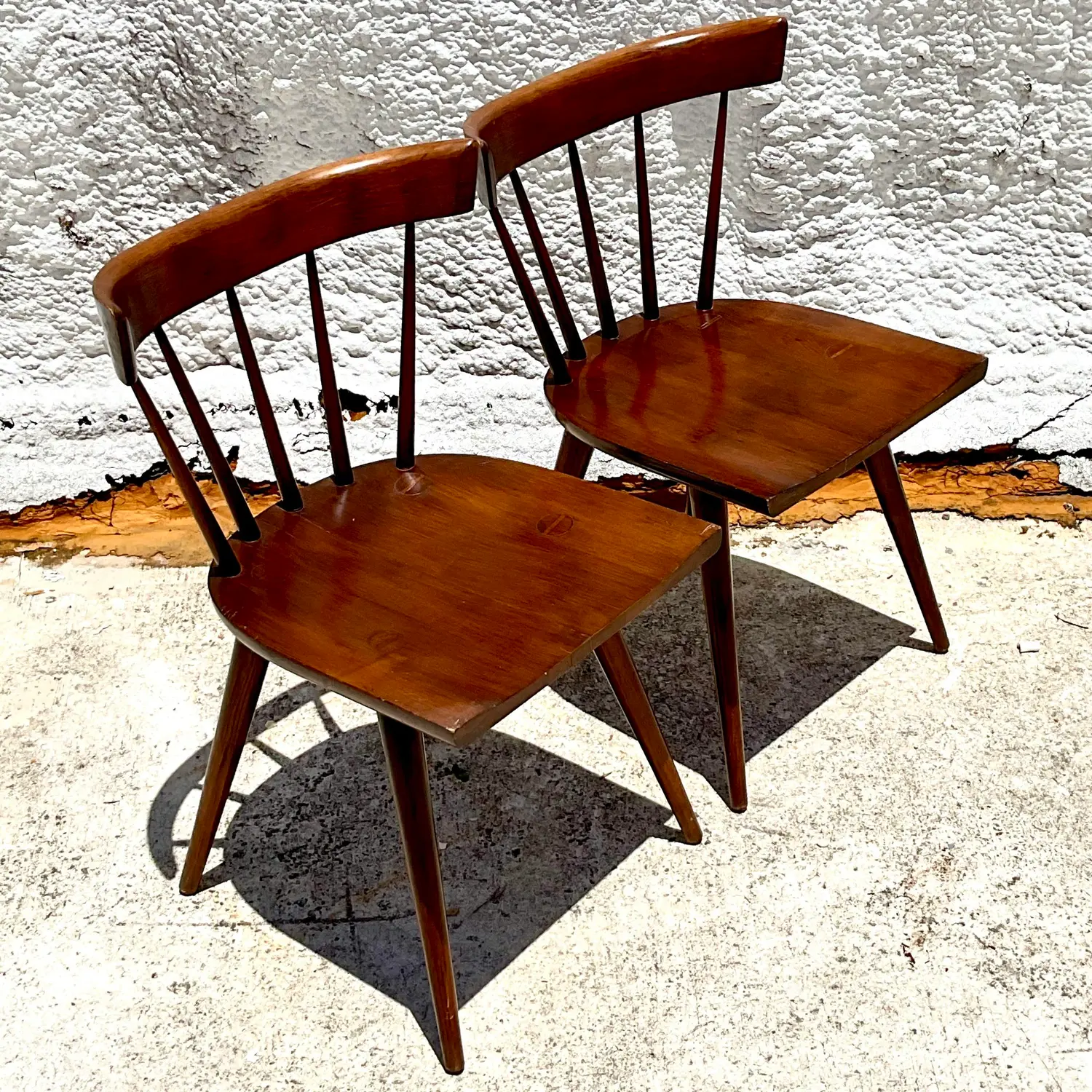 Vintage Mid 20th Century Spindle Back Dining Chairs After Paul McCobb- Set of 2 - Top view