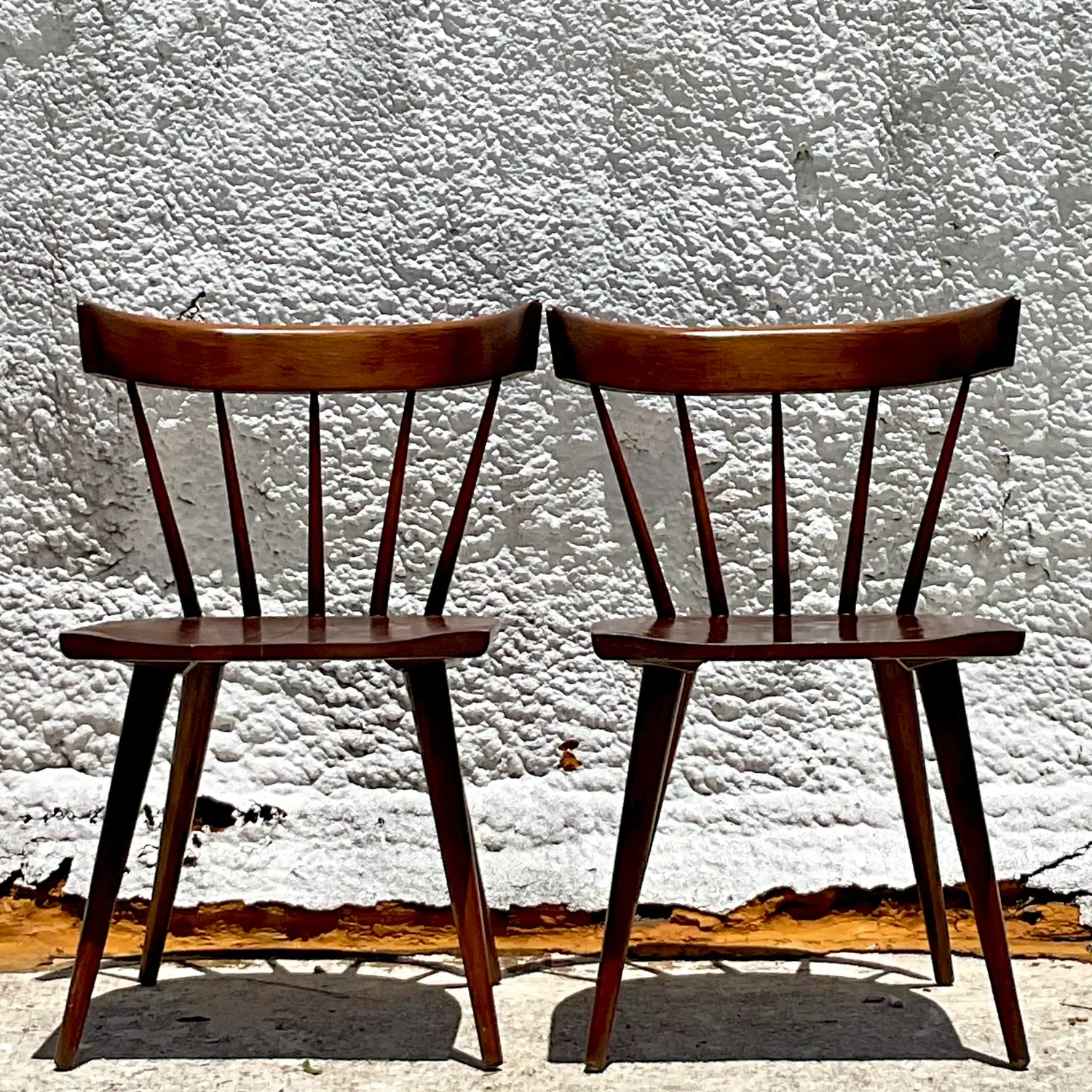 Vintage Mid 20th Century Spindle Back Dining Chairs After Paul McCobb- Set of 2 - Back view