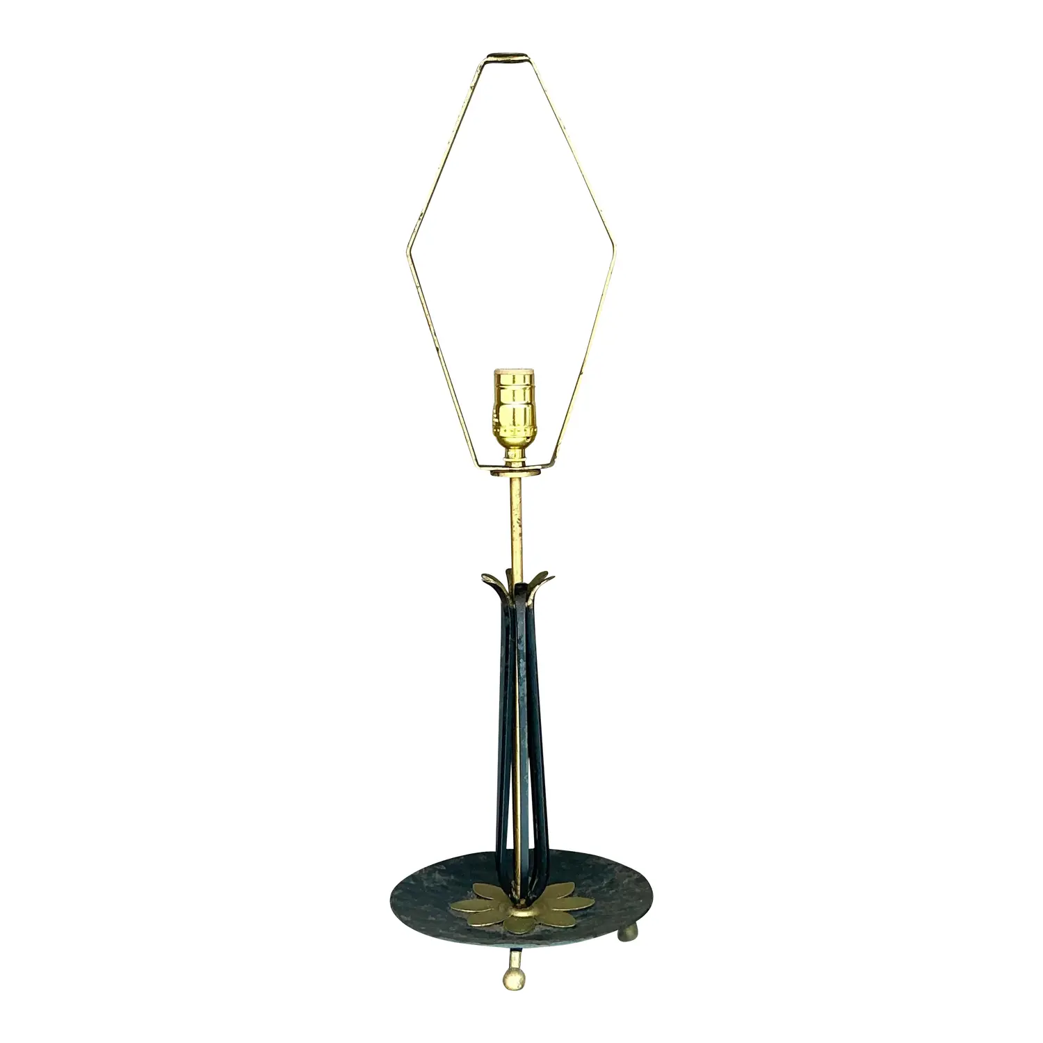 Vintage Mid 20th Century Wrought Iron Lotus Lamp