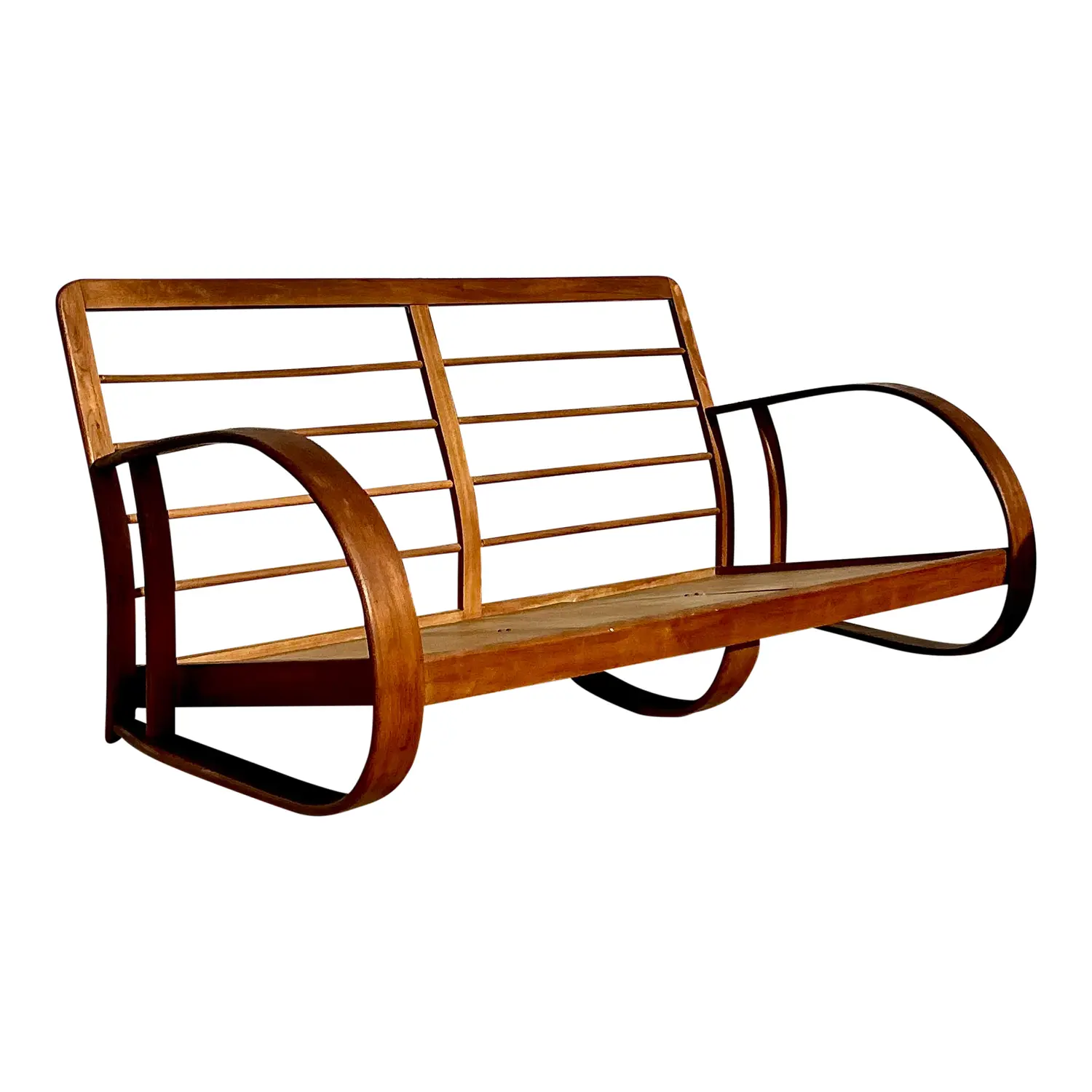 Vintage Mid-Century Modern Bent Wood Sofa After Gilbert Rohde