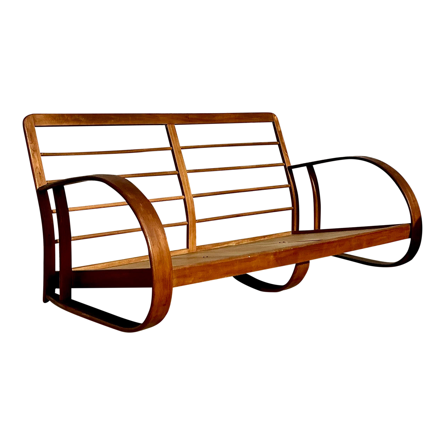 Vintage Mid-Century Modern Bent Wood Sofa After Gilbert Rohde - Detail view