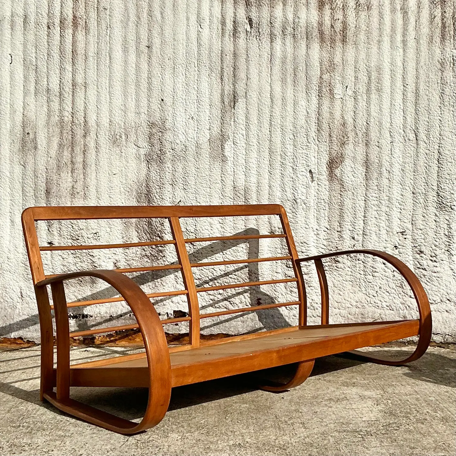 Vintage Mid-Century Modern Bent Wood Sofa After Gilbert Rohde - Side view