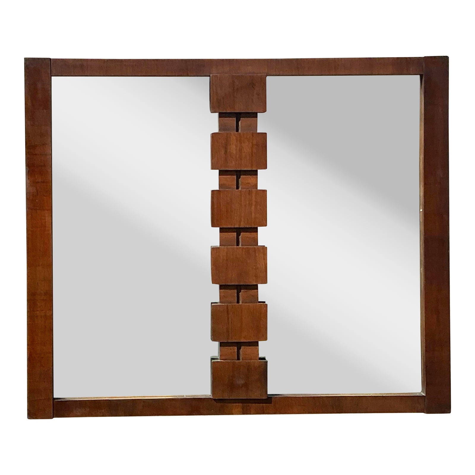 Vintage Mid-Century Modern Brutalist Mirror - Detail view