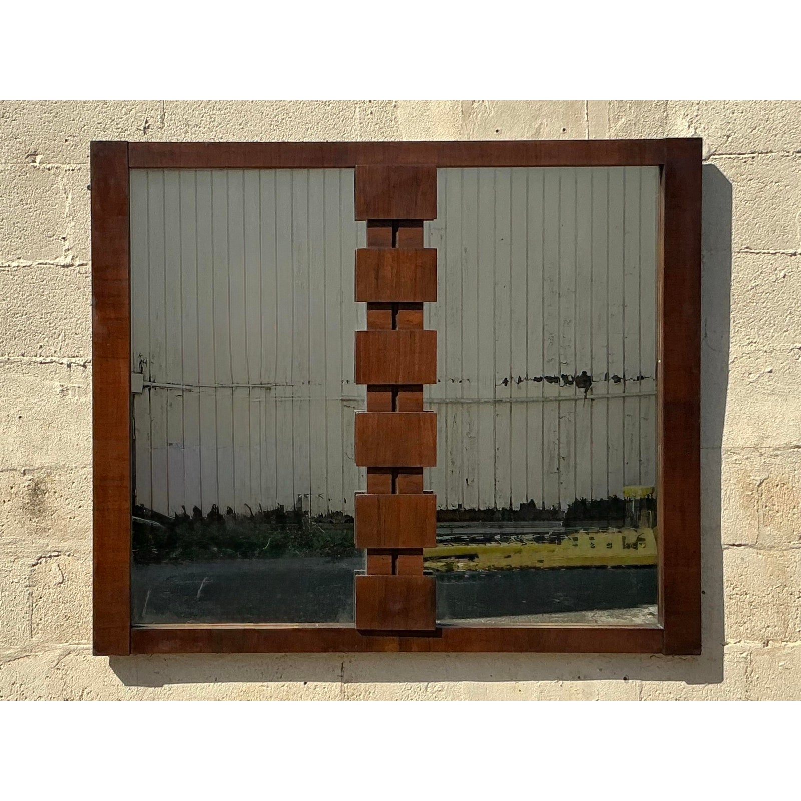 Vintage Mid-Century Modern Brutalist Mirror - Side view