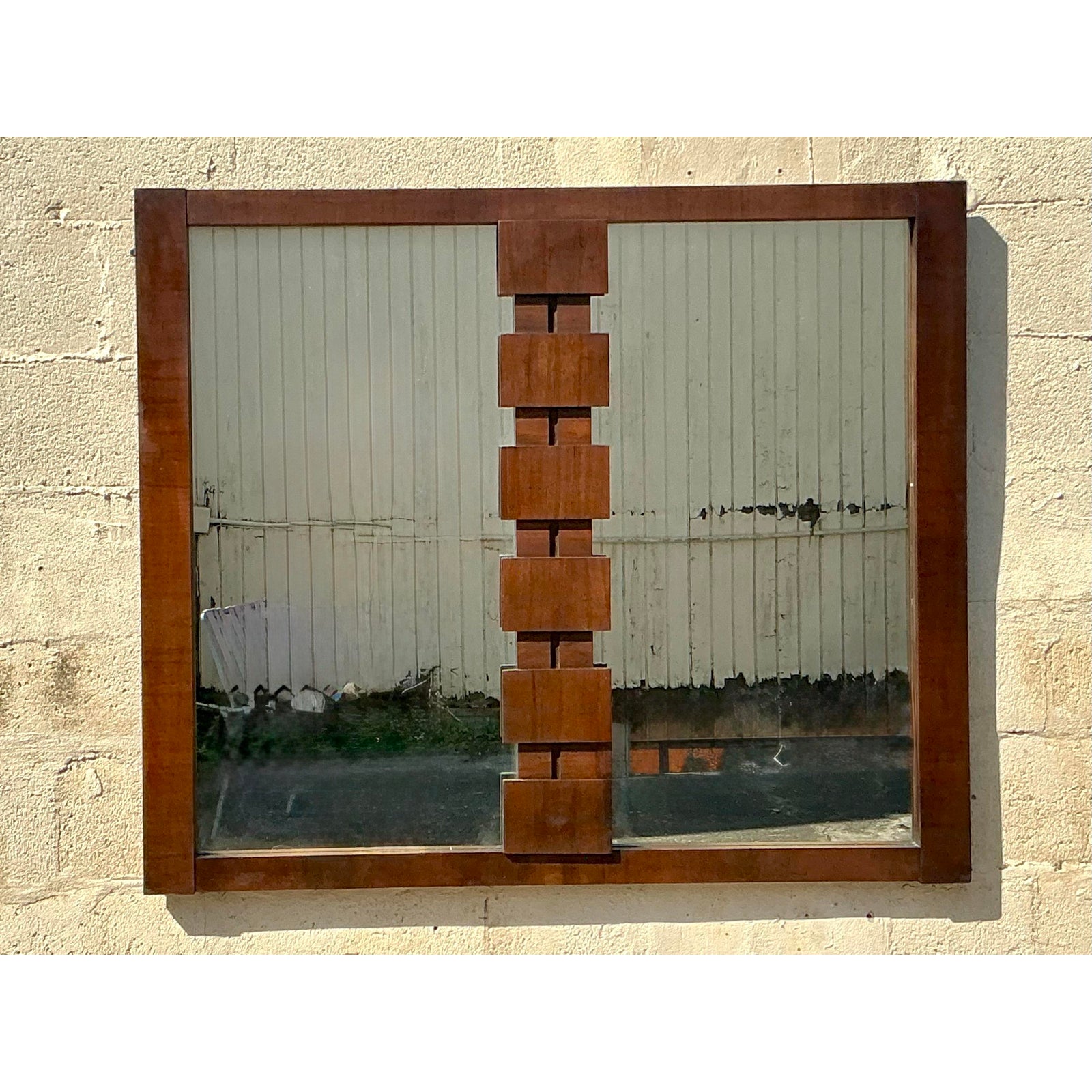 Vintage Mid-Century Modern Brutalist Mirror - Top view