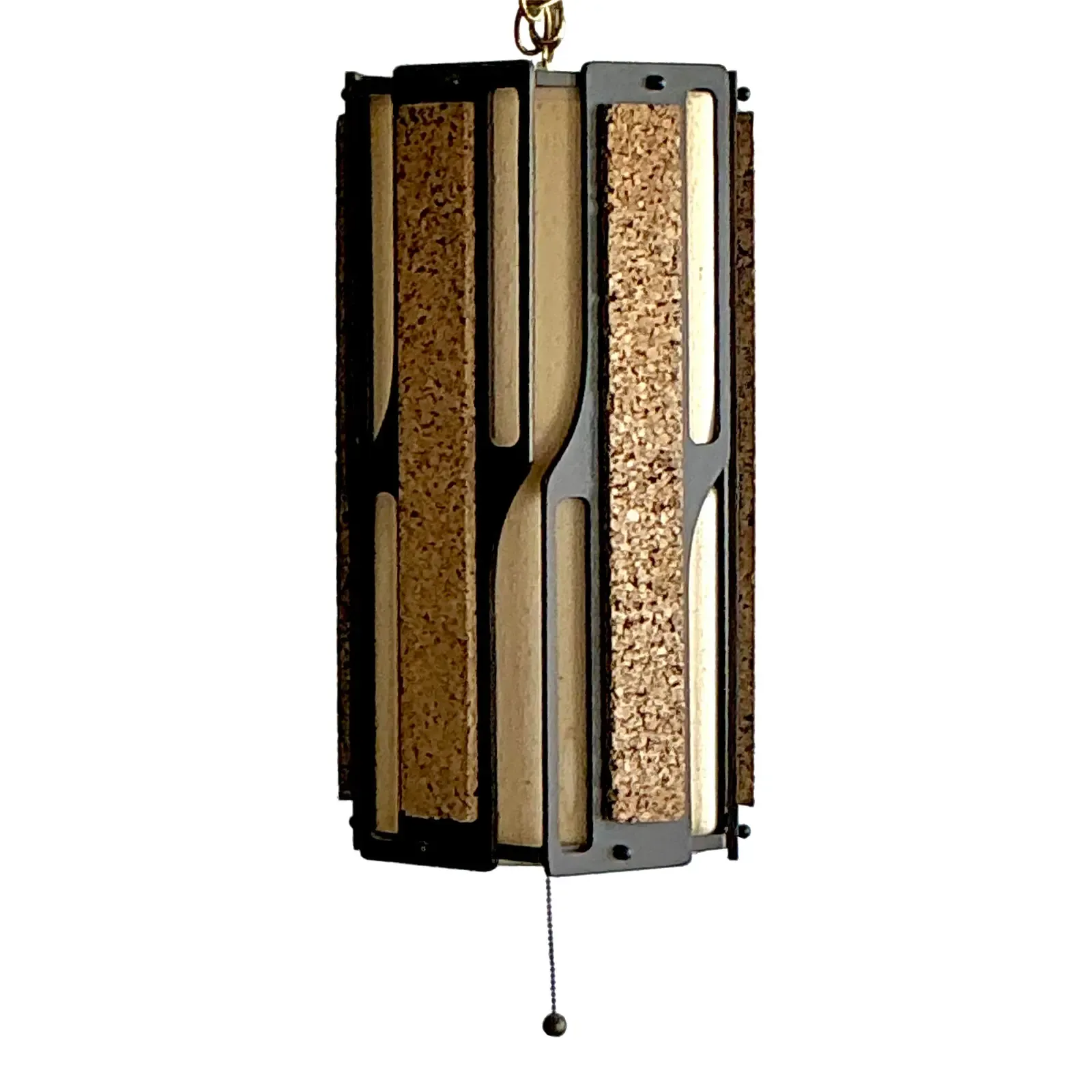 Vintage Mid-Century Modern Cork Panel Hanging Light - Detail view