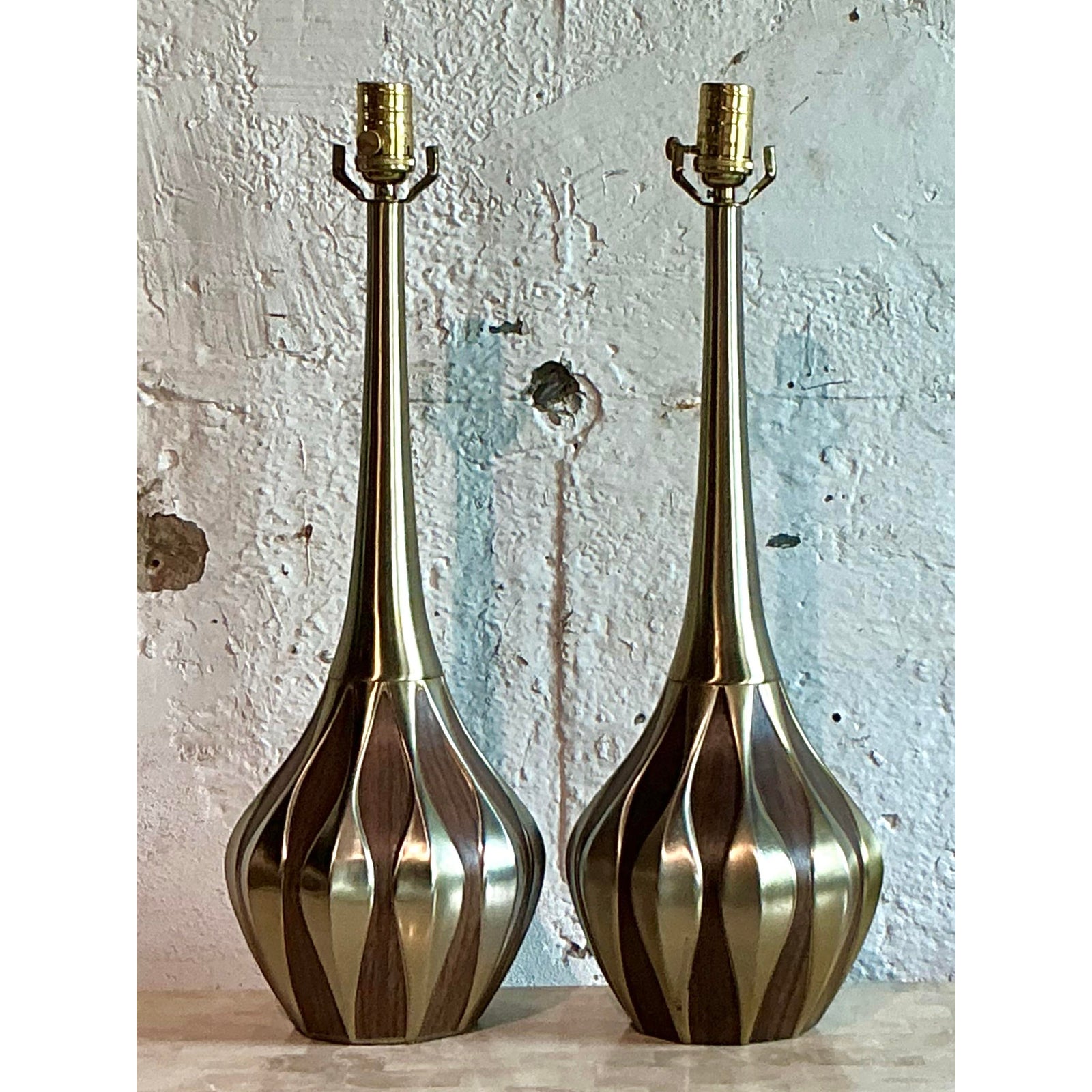Vintage Mid-Century Modern Heyco Genie Bottle Lamps - a Pair - Top view