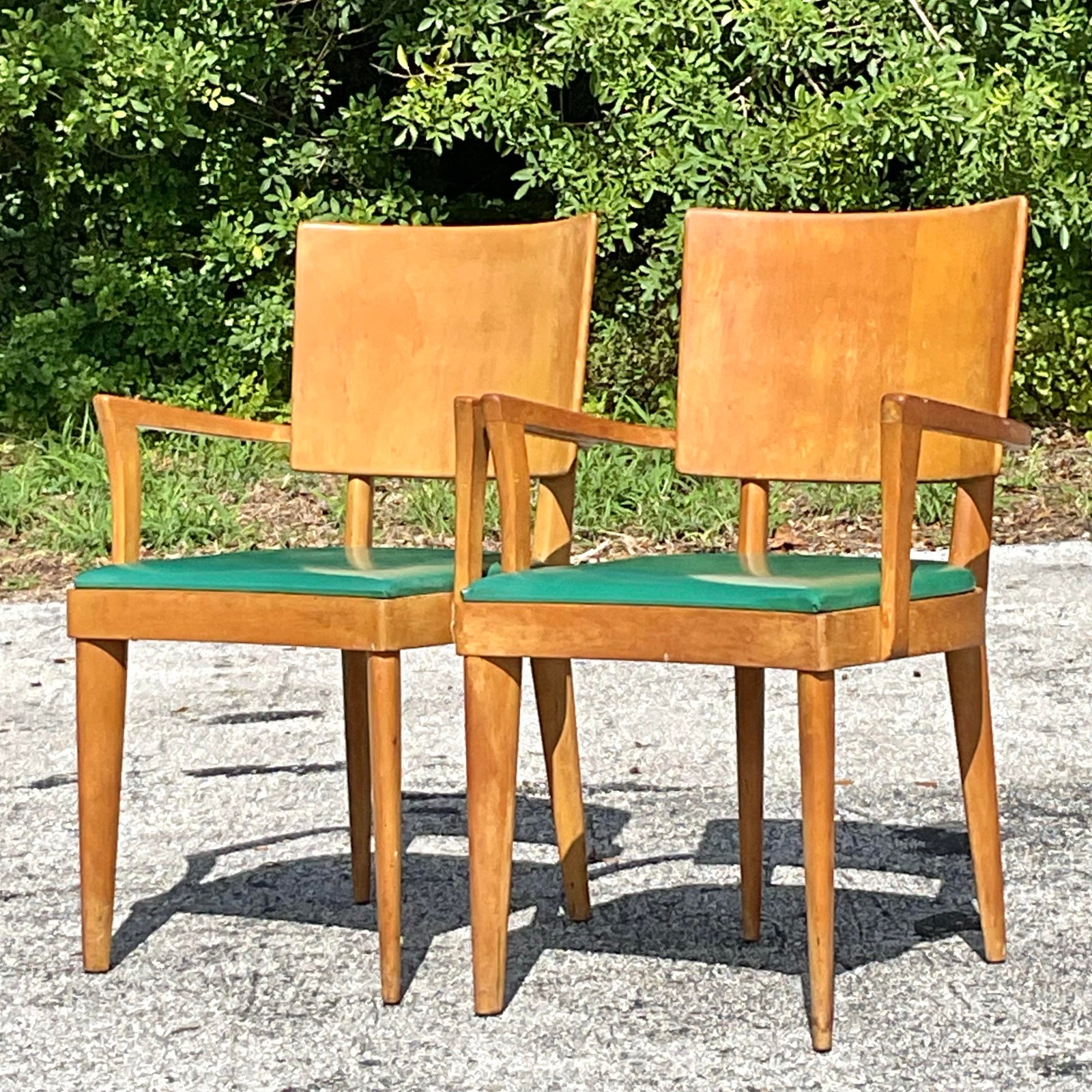 Vintage Mid-Century Modern Heywood Wakefield "Missoula" Arm Chairs - a Pair - Side view