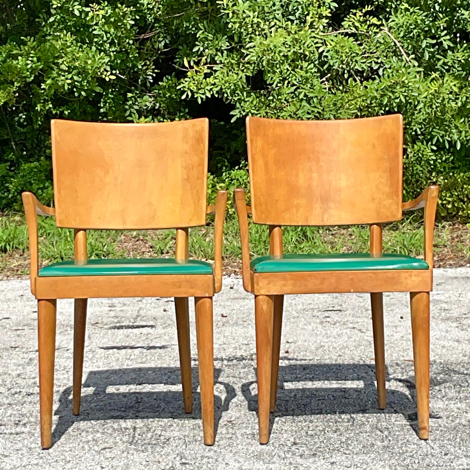Vintage Mid-Century Modern Heywood Wakefield "Missoula" Arm Chairs - a Pair - Back view
