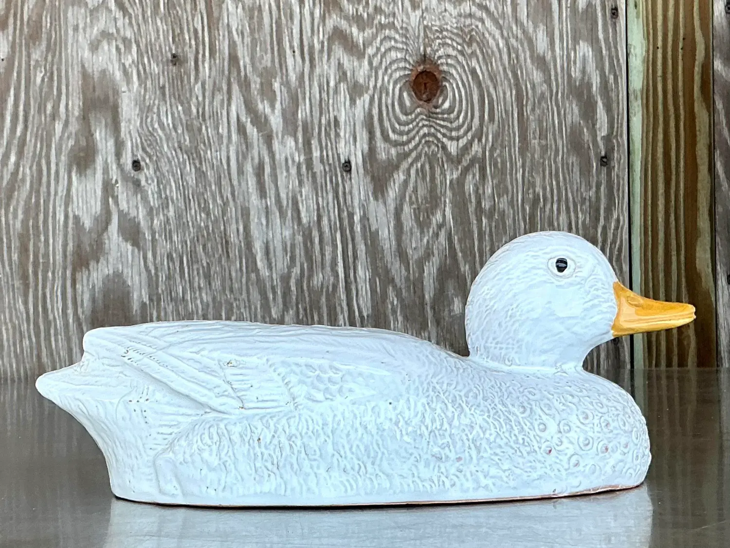Vintage Mid-Century Modern Raymor Glazed Ceramic Duck - Side view