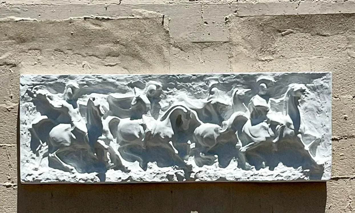 Vintage Mid-Century Modern Segura Painted Fiberglass Gladiator Wall Relief - Side view