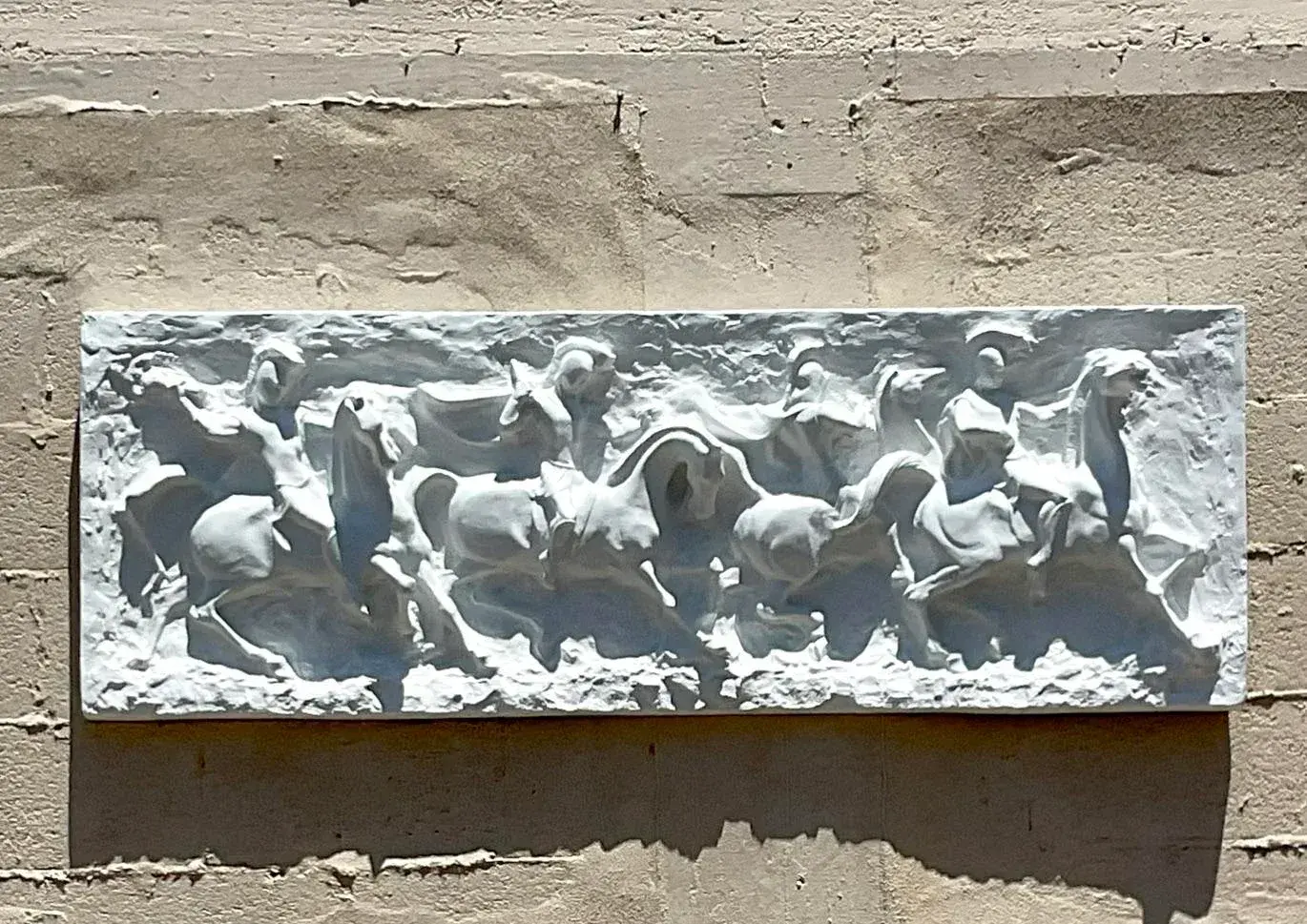 Vintage Mid-Century Modern Segura Painted Fiberglass Gladiator Wall Relief - Back view