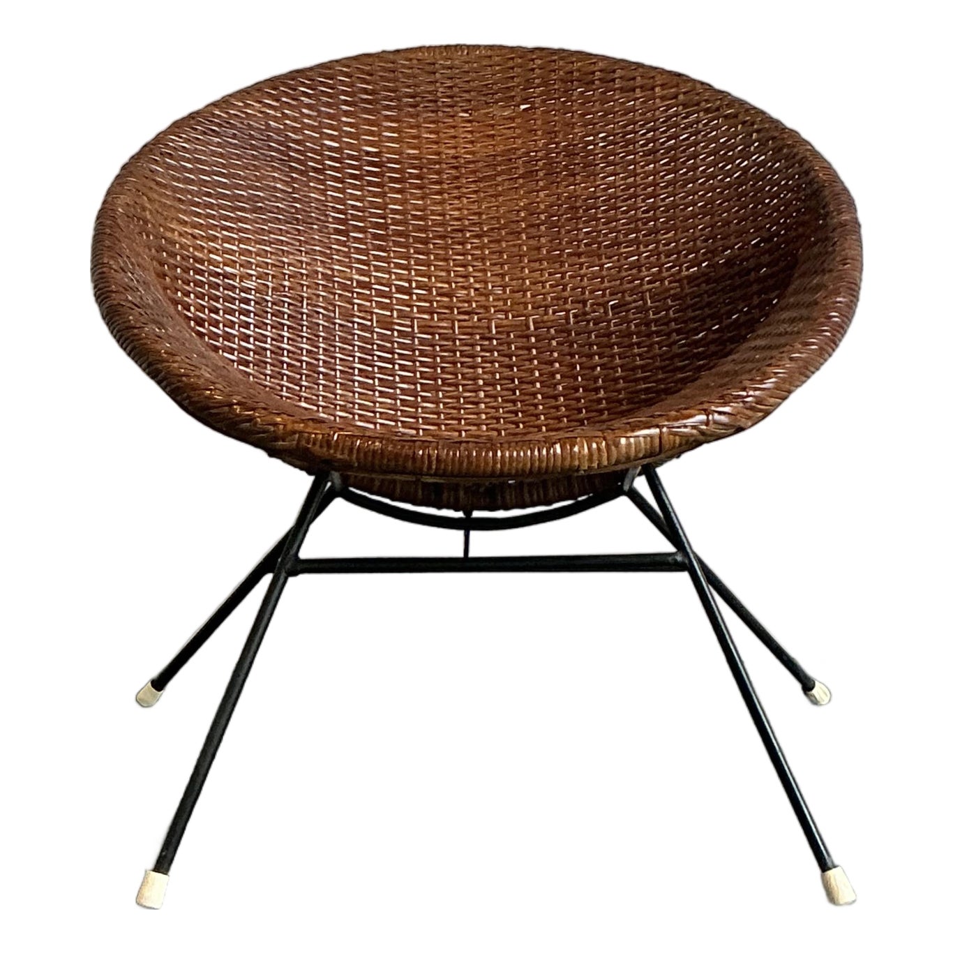 Vintage Mid-Century Modern Woven Rattan Hoop Chair - Detail view