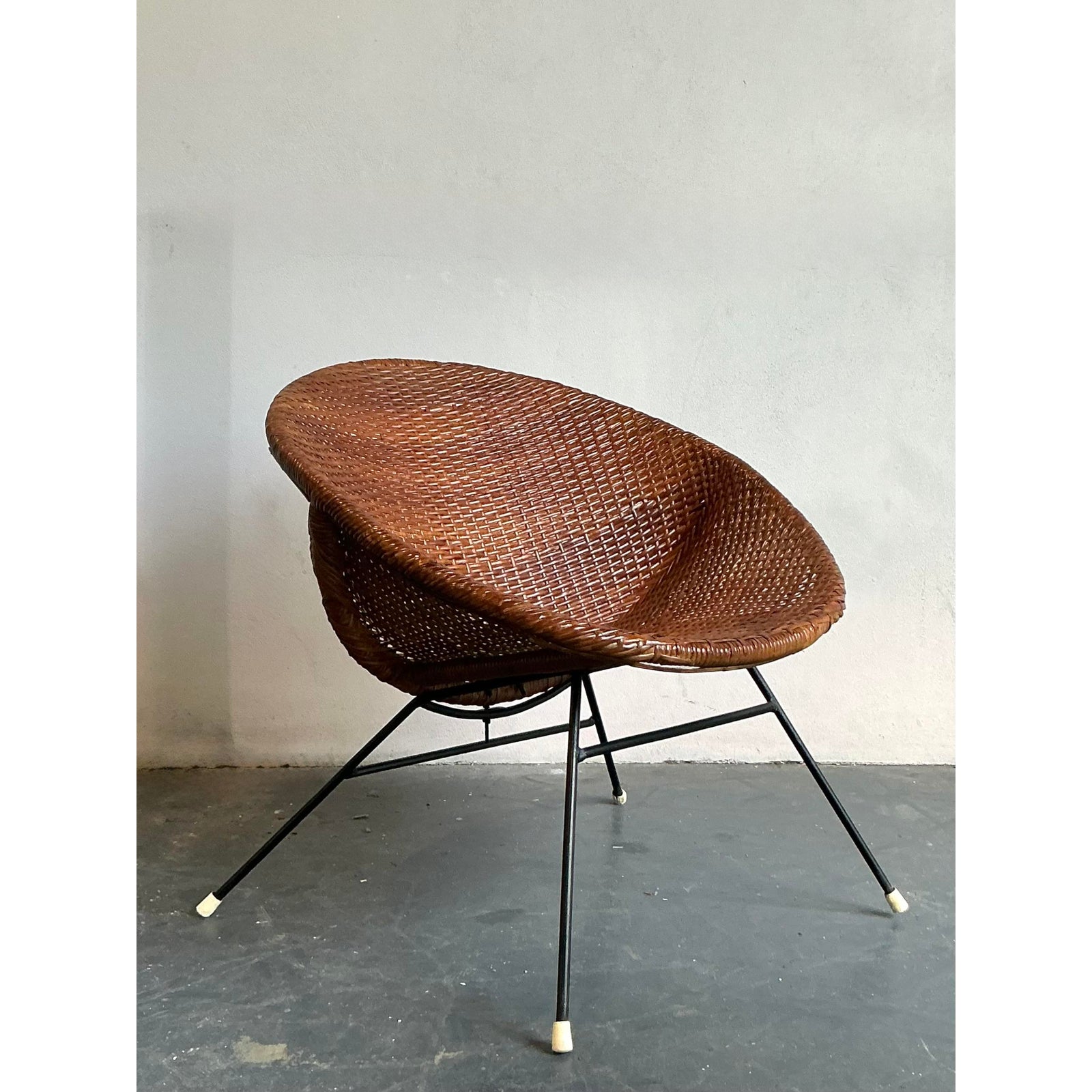 Vintage Mid-Century Modern Woven Rattan Hoop Chair - Top view