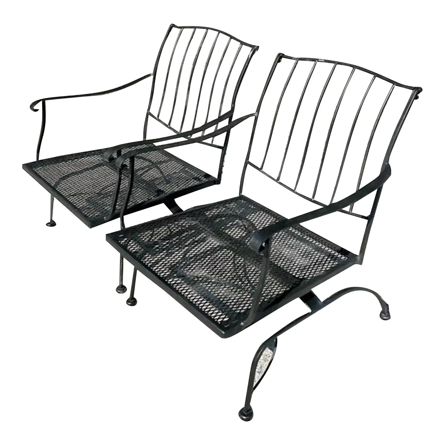 Vintage Mid-Century Wrought Iron Springer Lounge Chairs - a Pair
