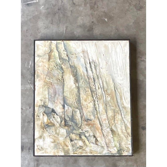 Vintage Midcentury Abstract Original Oil Painting - Detail view