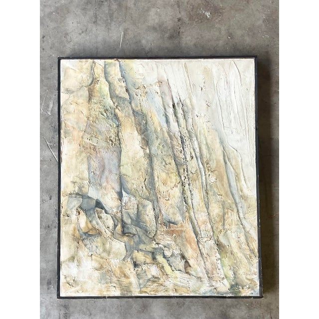 Vintage Midcentury Abstract Original Oil Painting - Top view