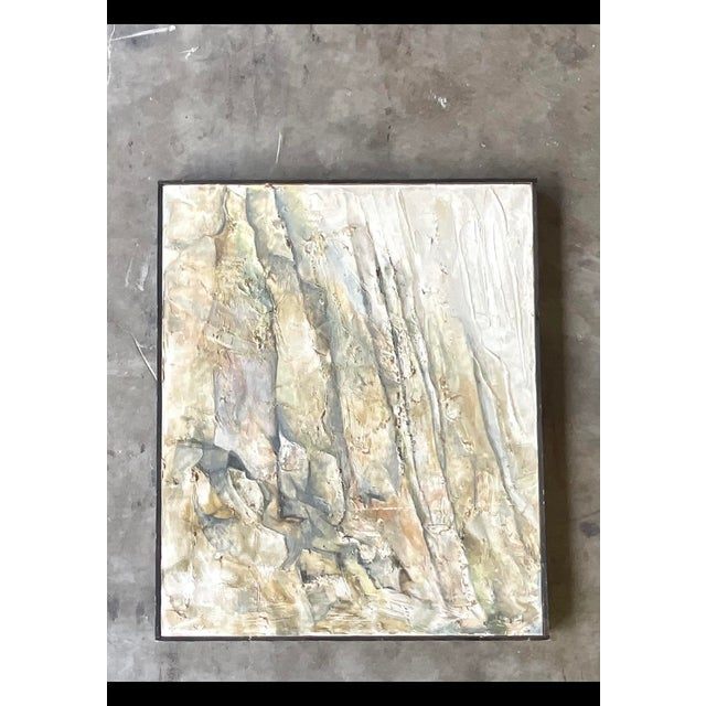 Vintage Midcentury Abstract Original Oil Painting - Side view